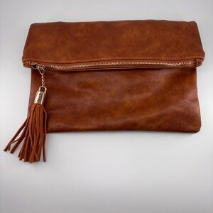 Shiraleah Faux Leather Verena Zip Fold Clutch Bag With Tassel